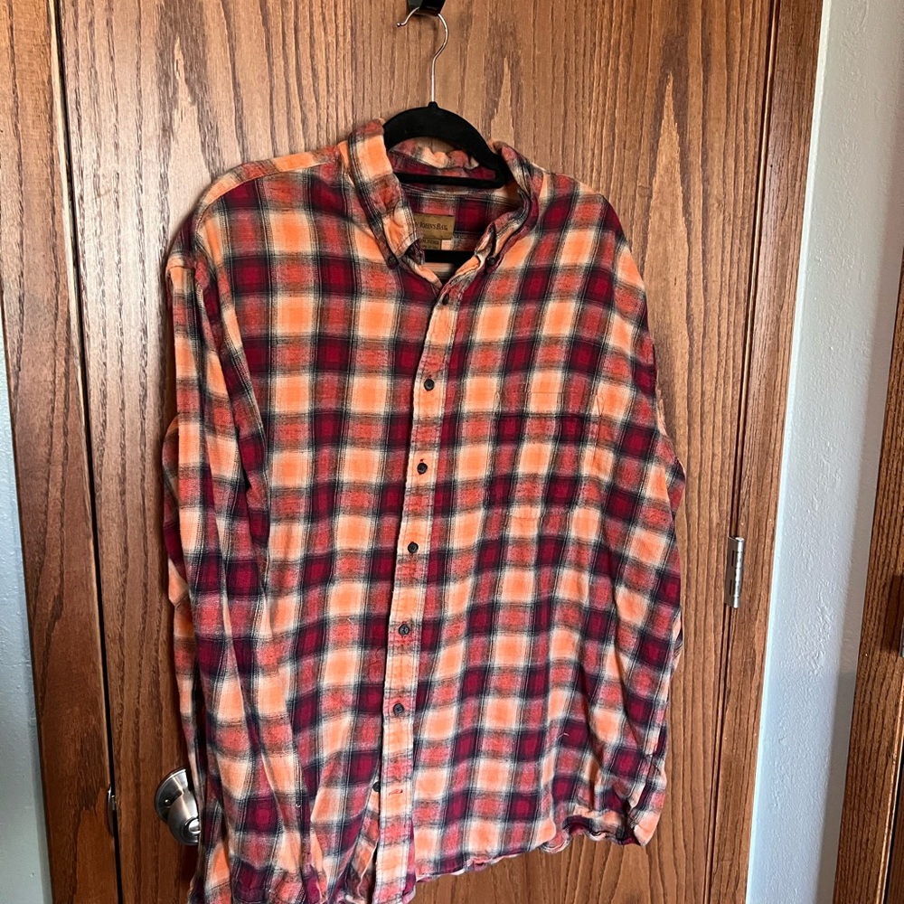 St. John's Bay Red and Orange Plaid Casual Shirt